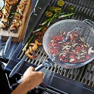 Parini BBQ Grilling Basket Stainless Steel - 11.5” Diameter